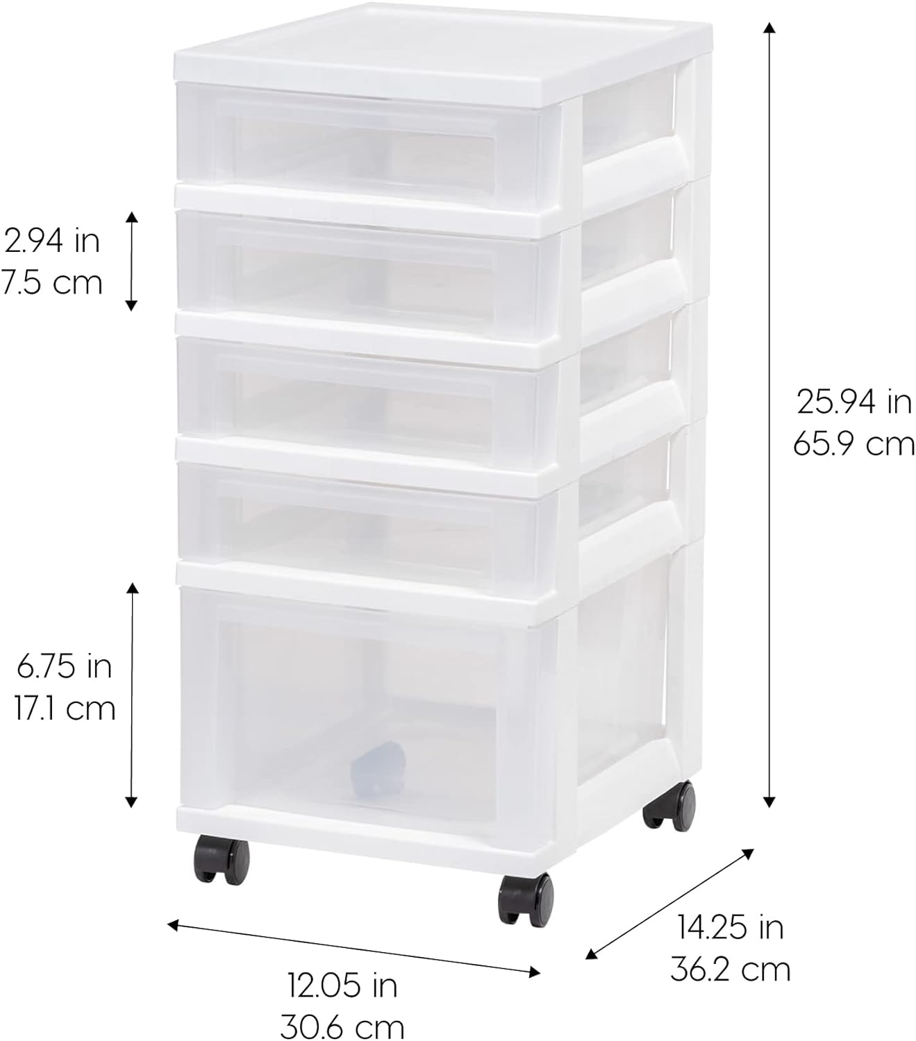 IRIS USA Craft Plastic Organizers and Storage, Rolling Storage Cart for  Classroom Supplies, Storage Organizer for Art Supplies, Drawer Top  Organizer for Small Parts, 5 Drawers, White